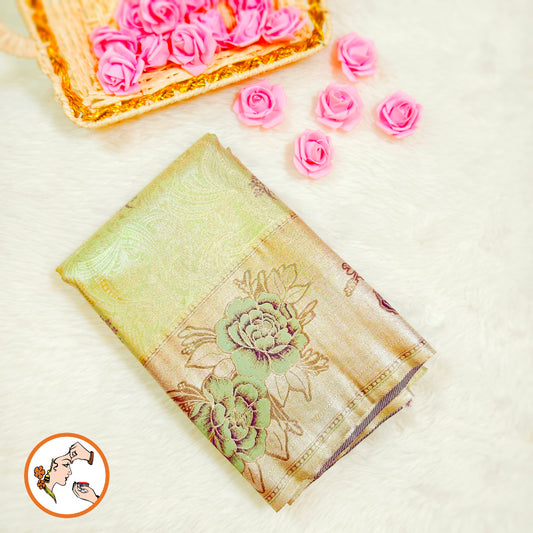 Pastel Green Silver zari Kanchipuram High Tissue Silk Saree