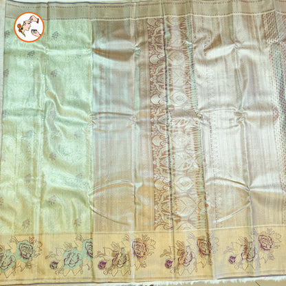 Pastel Green Silver zari Kanchipuram High Tissue Silk Saree