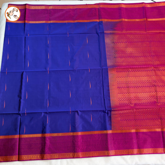 Royal blue with Purple Vairoosi border Soft Silk Saree