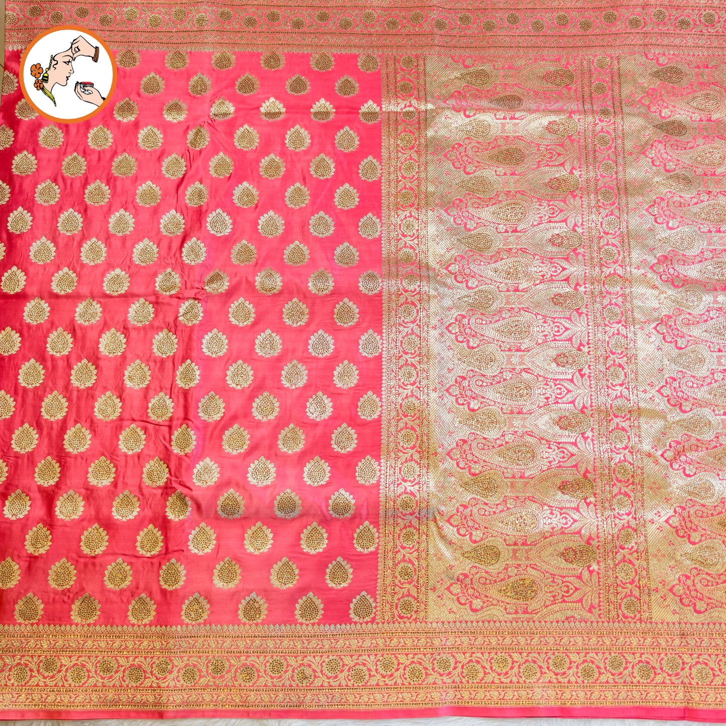 Pink Bridal Pure Banarasi Partywear Saree with Zircon stones