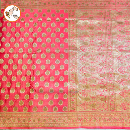 Pink Bridal Pure Banarasi Partywear Saree with Zircon stones