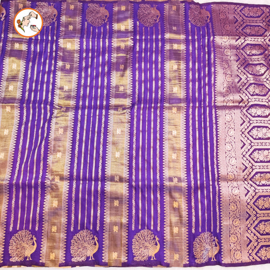 Purple Peacock border Fancy Silk Saree