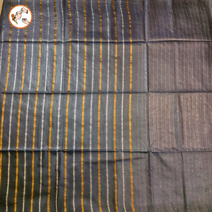 Grey Vertical stripes Handloom Cotton Casual Saree