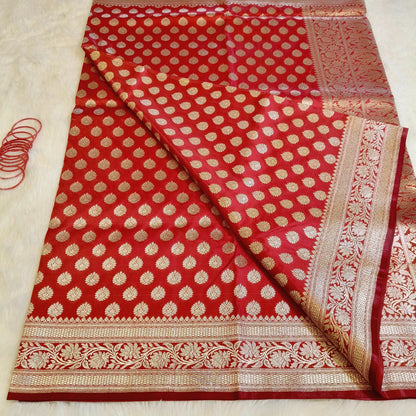 Red Bridal Wedding Banarasi Saree Vivahasilks