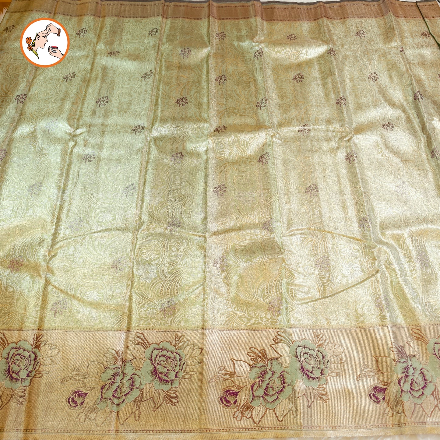 Pastel Green Silver zari Kanchipuram High Tissue Silk Saree