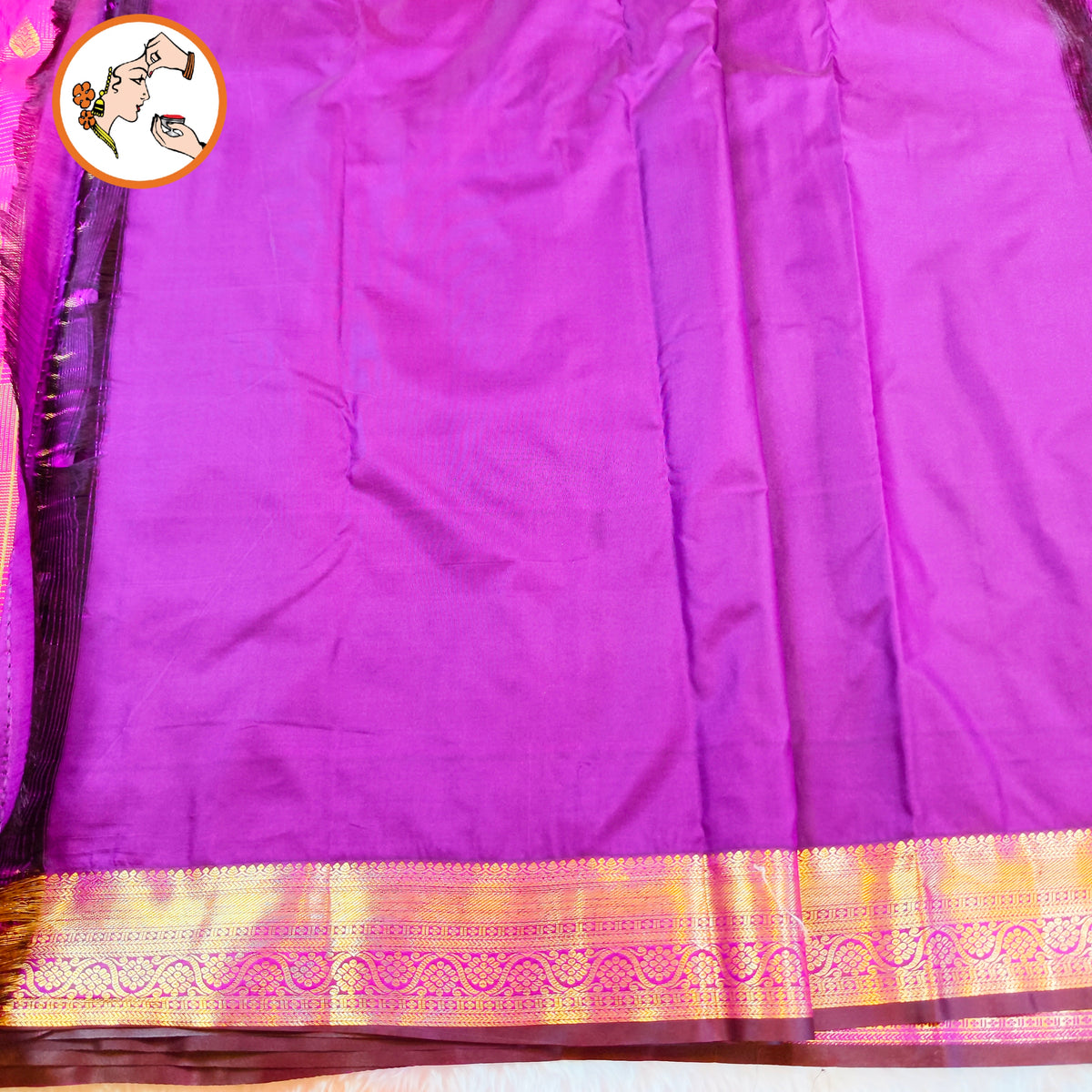 Dark Rich Magenta Vairoosi pattern gold zari work traditional motifs Kanchipuram Mix Silk Saree