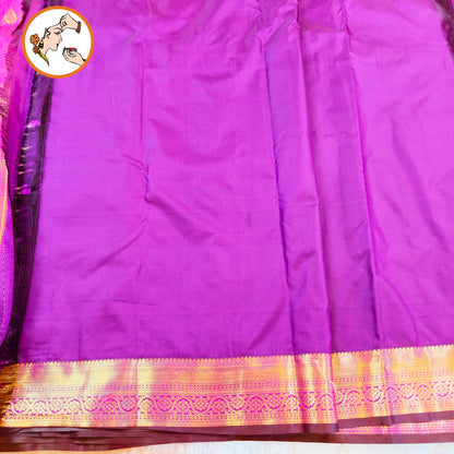 Dark Rich Magenta Vairoosi pattern gold zari work traditional motifs Kanchipuram Mix Silk Saree