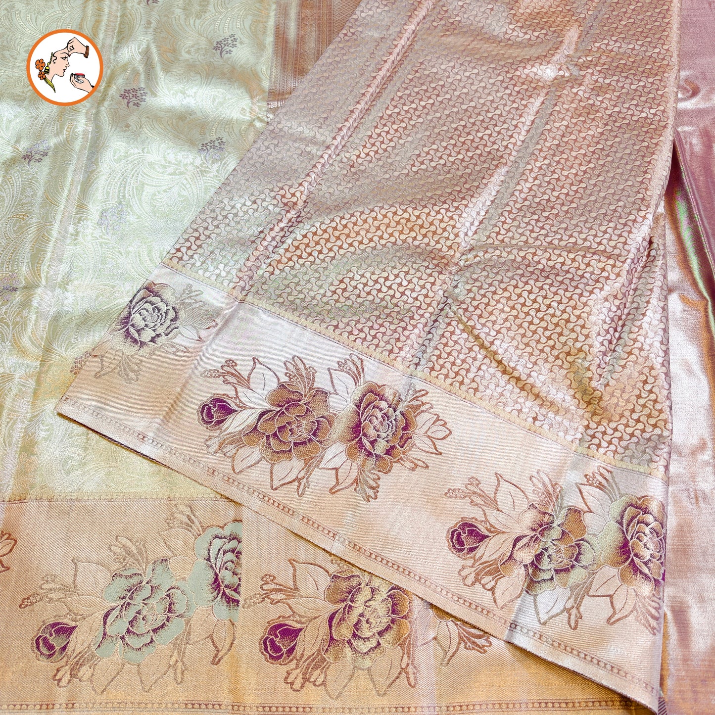 Pastel Green Silver zari Kanchipuram High Tissue Silk Saree