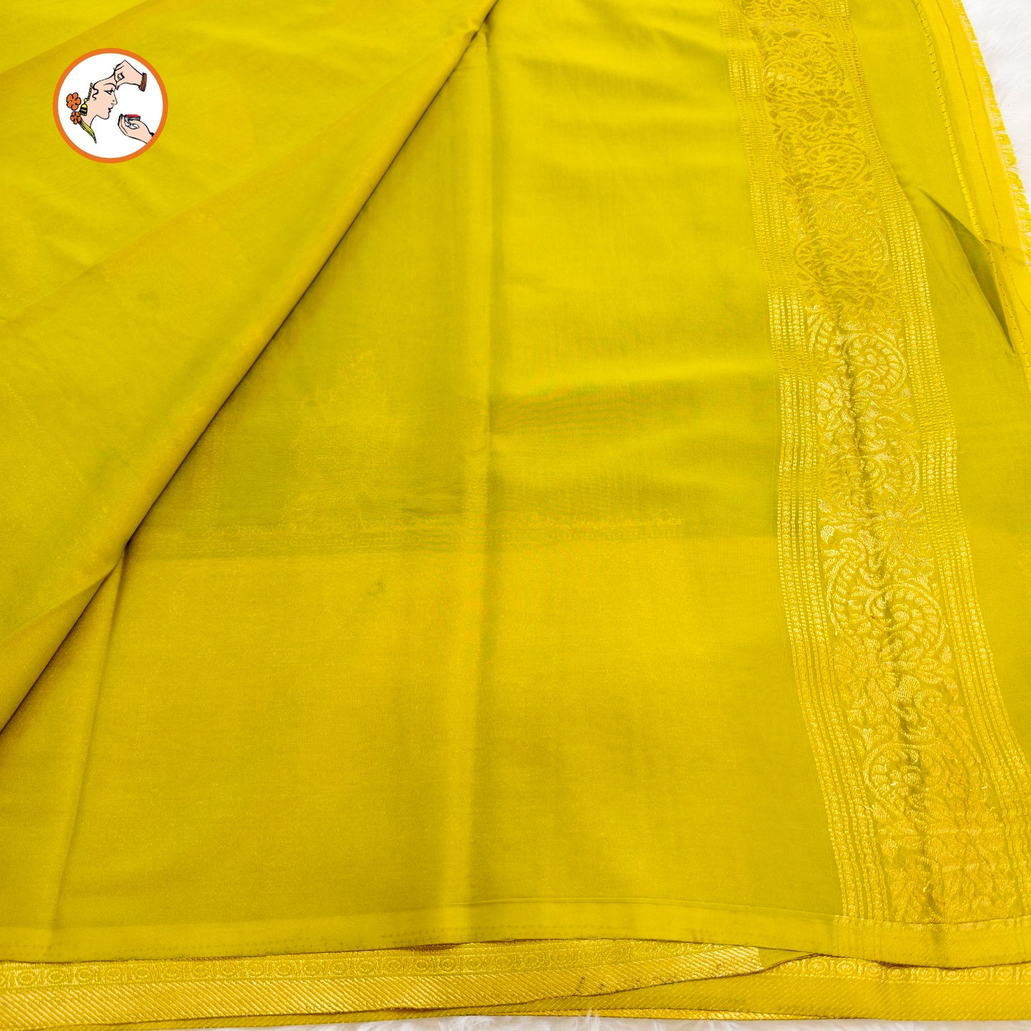 Peacock Green with Lime Green border Fancy Georgette Saree