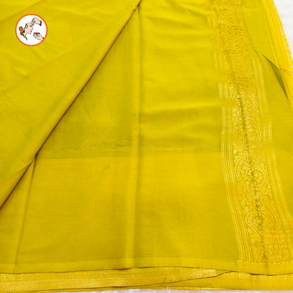 Peacock Green with Lime Green border Fancy Georgette Saree