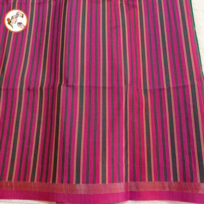 Dark Green with Purple temple border Dola Silk Casual Saree