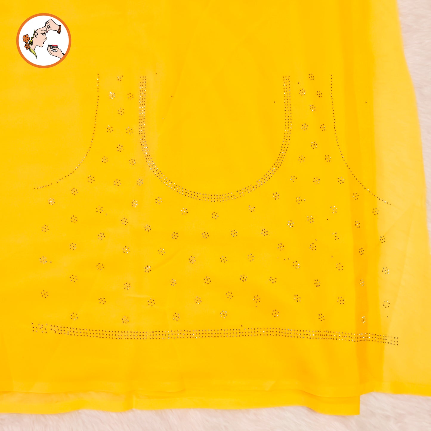 Yellow stonework Partywear Chiffon Saree