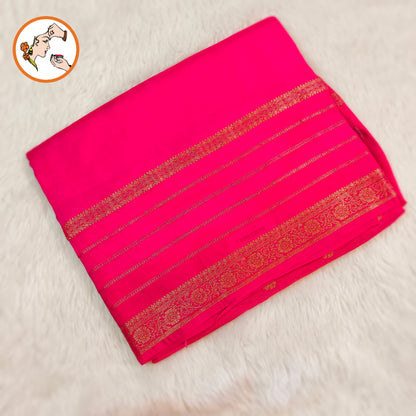 Rani Pink/Fushsia Pink Blue Traditional Vairoosi Soft Viscose Fancy Silk Saree with Gold zari stripes