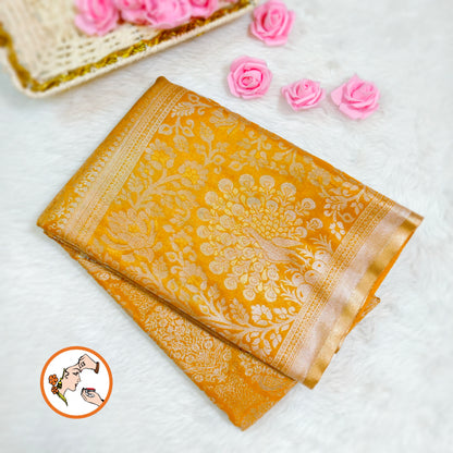 Golden colour Kanchipuram Tissue Silk Saree