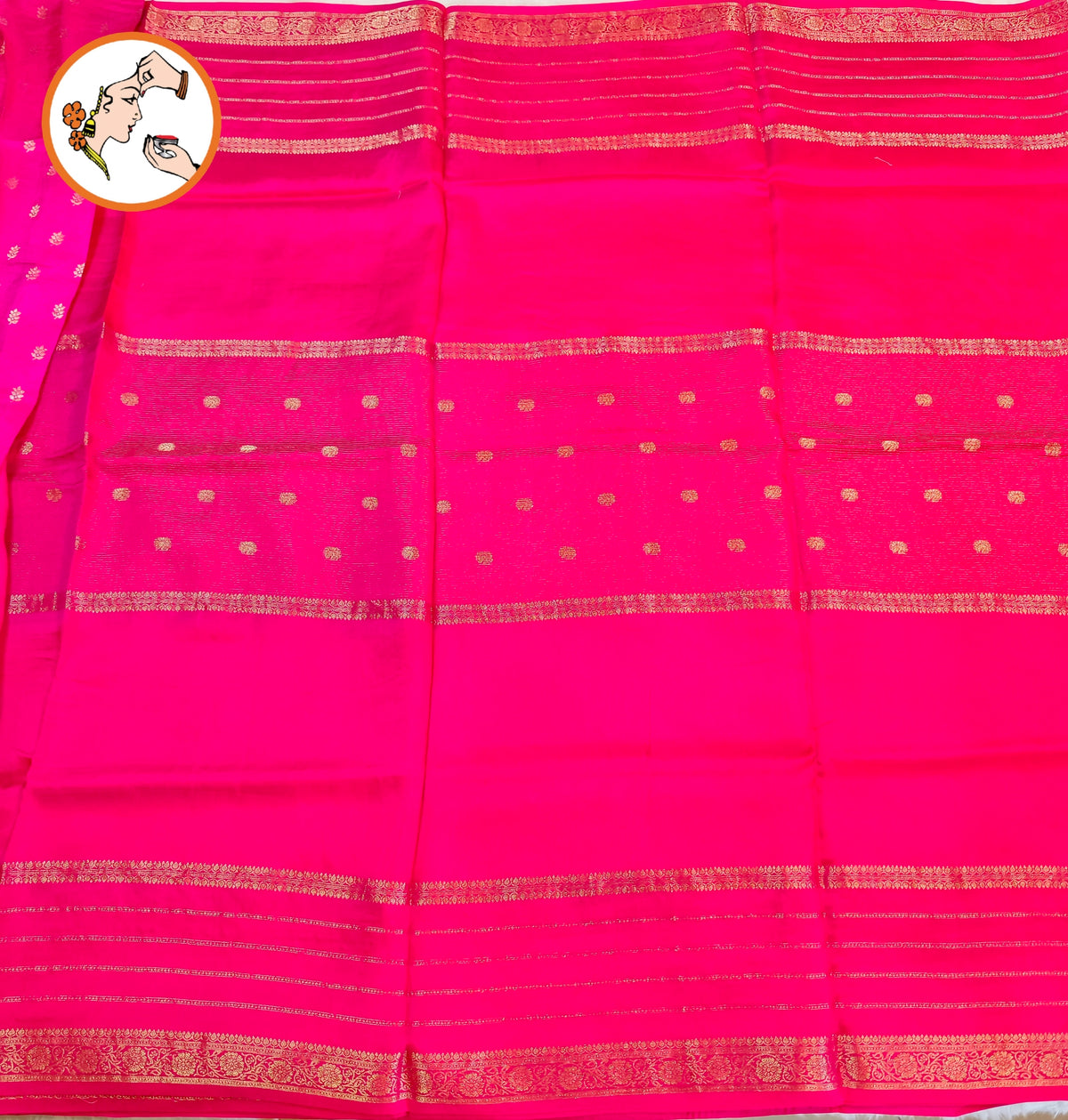 Rani Pink/Fushsia Pink Blue Traditional Vairoosi Soft Viscose Fancy Silk Saree with Gold zari stripes