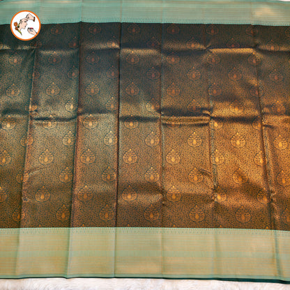 Dark Green with Mint Green Fancy Semi Silk Saree