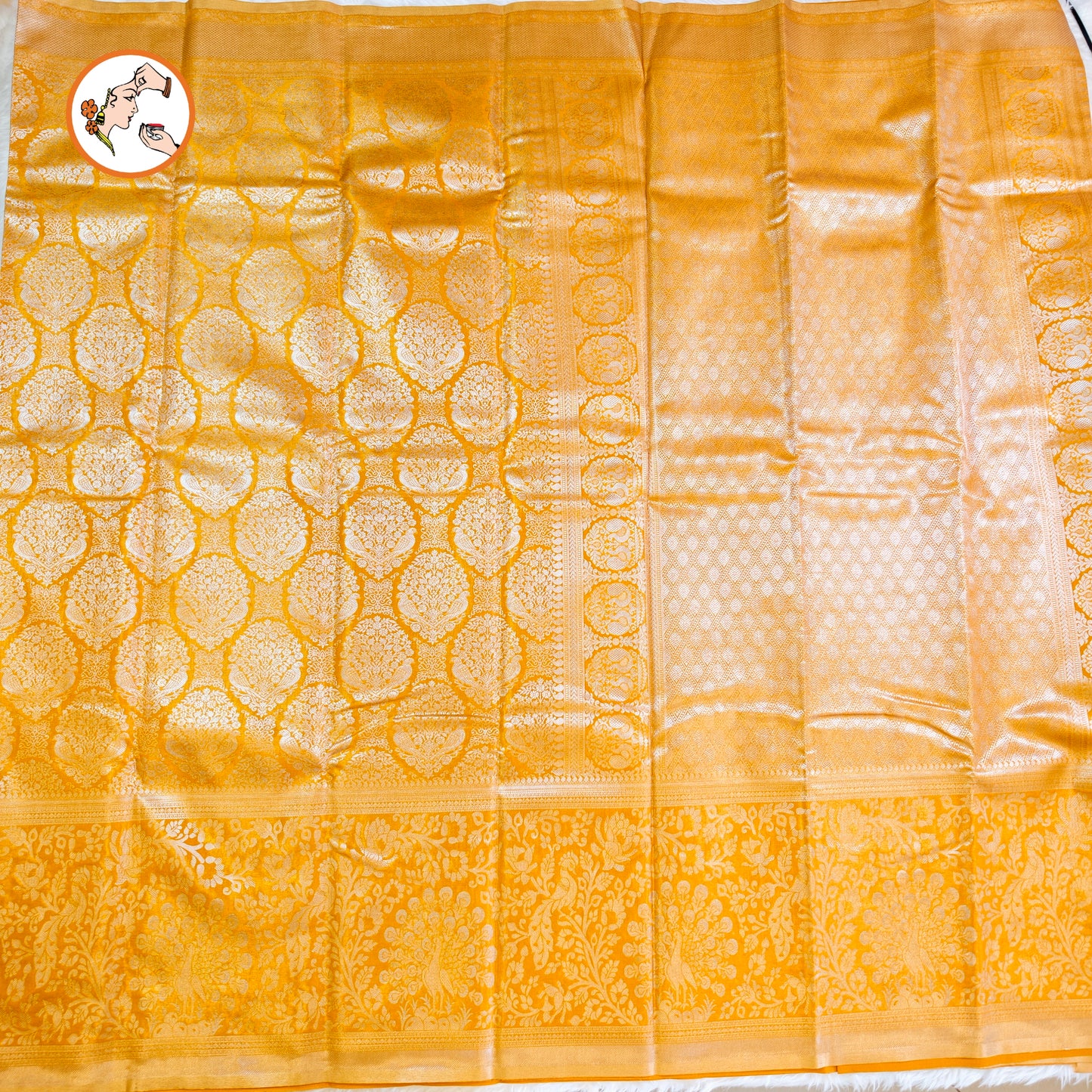 Golden colour Kanchipuram Tissue Silk Saree