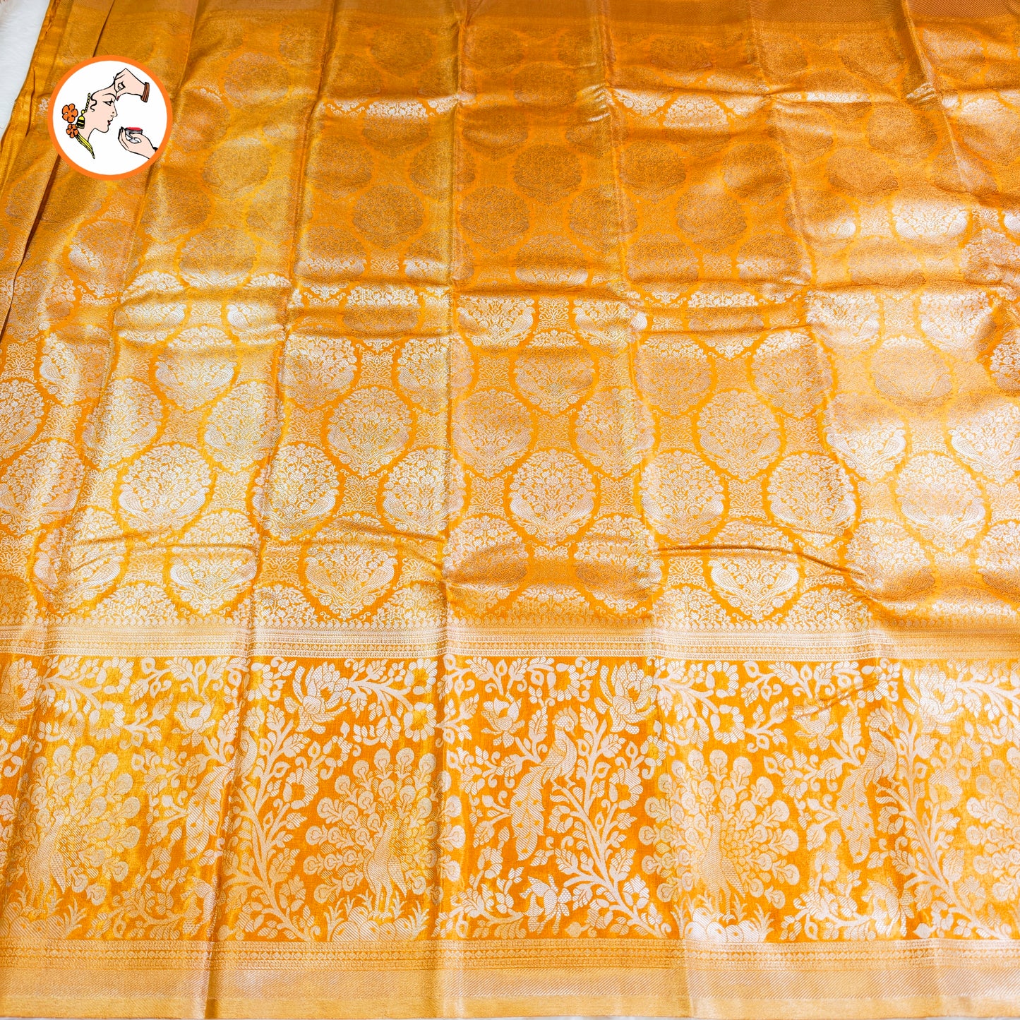 Golden colour Kanchipuram Tissue Silk Saree