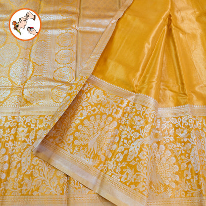 Golden colour Kanchipuram Tissue Silk Saree
