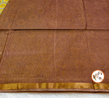 Grey with Brown Floral Bhagal puri Cotton Casual Saree