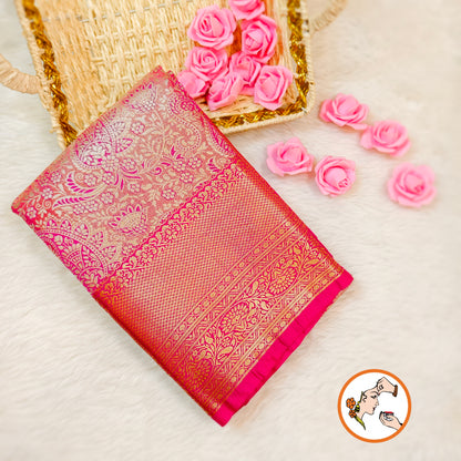 Dark Pink Kanchipuram Tissue Silk Saree