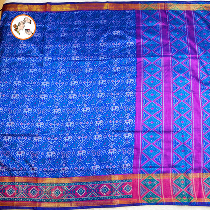 Blue Pochampally Silk Cotton Casual Saree