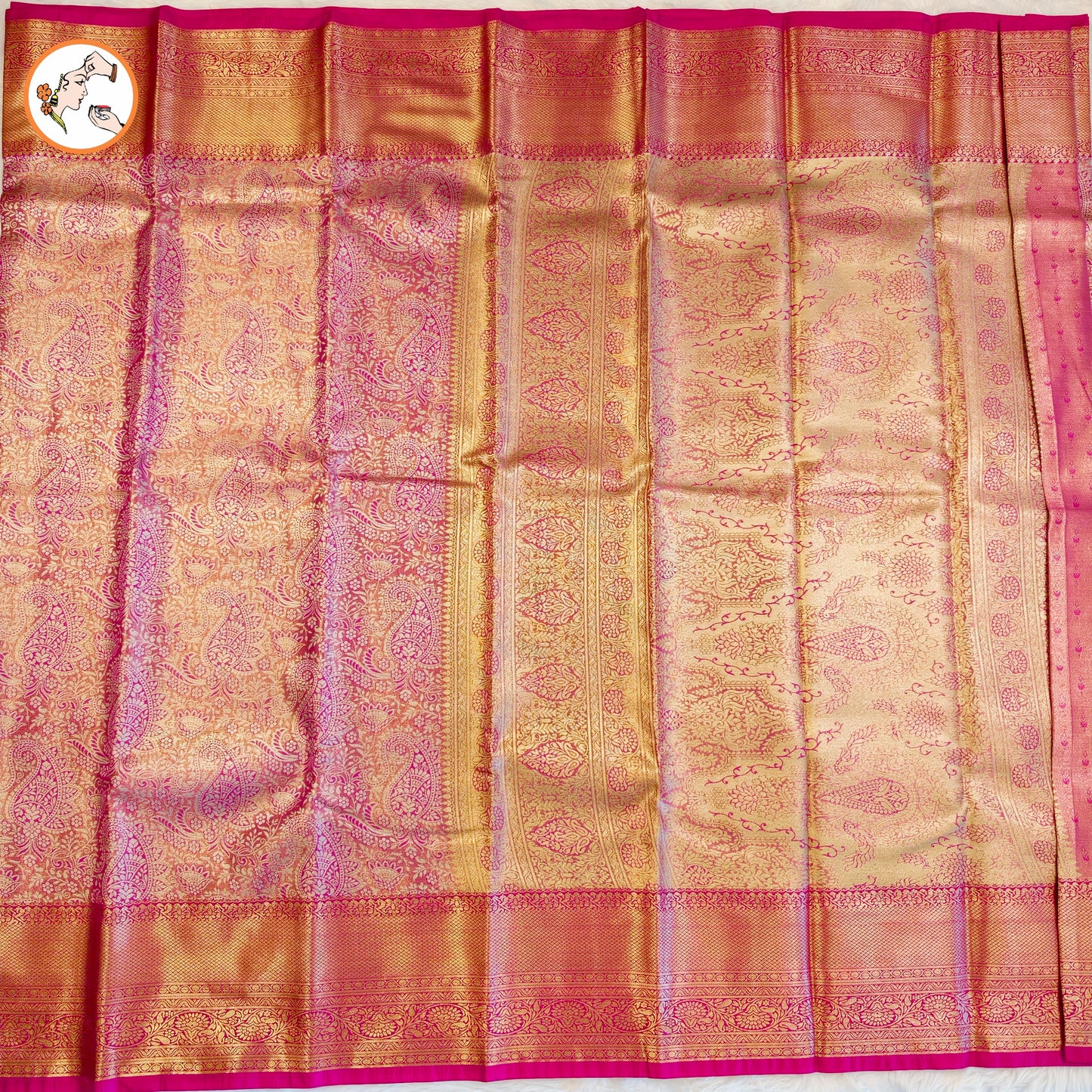 Dark Pink Kanchipuram Tissue Silk Saree