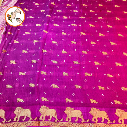 Purple Lion butta Light weight Soft Fancy Georgette Silk Saree