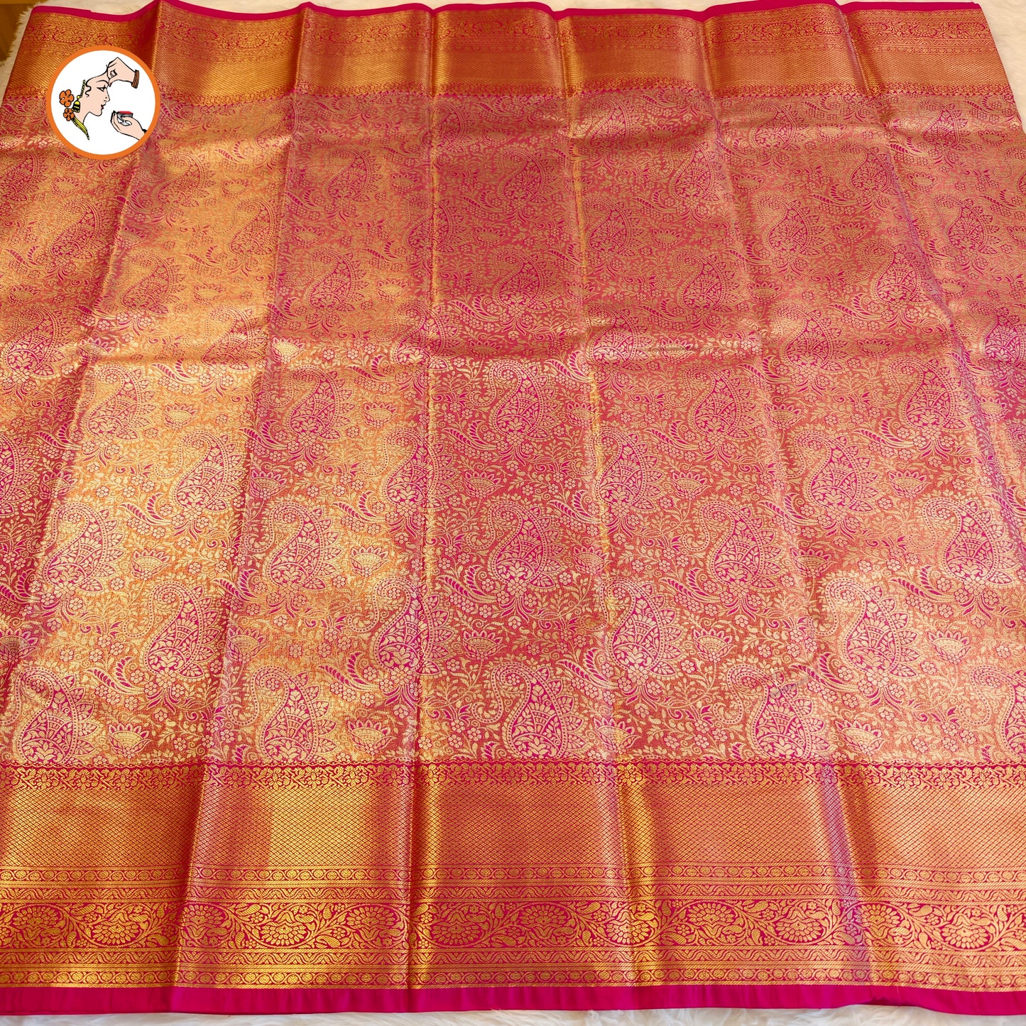 Dark Pink Kanchipuram Tissue Silk Saree