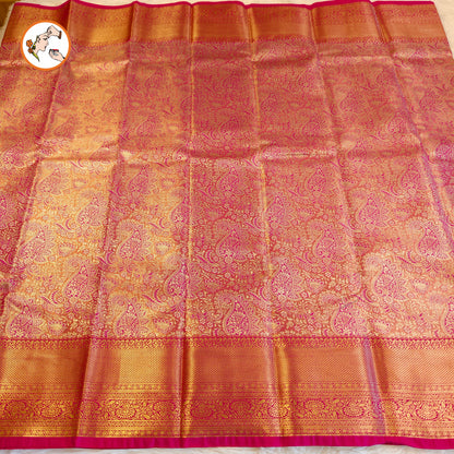 Dark Pink Kanchipuram Tissue Silk Saree