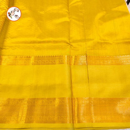 Beige Grey Polka Dots Green border Pure Handloom Silk Cotton Saree