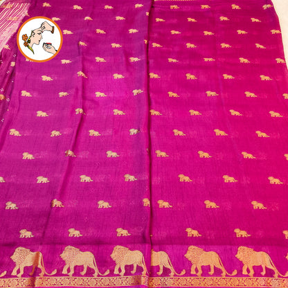 Purple Lion butta Light weight Soft Fancy Georgette Silk Saree