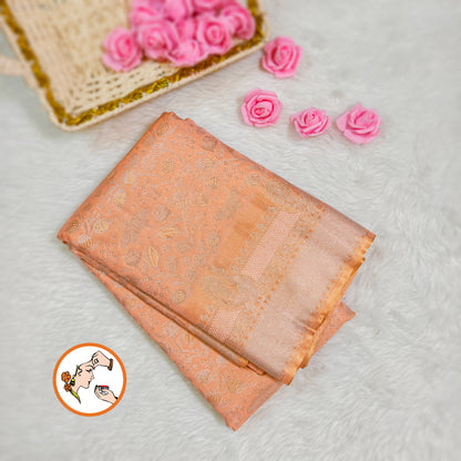 Peach colour Kanchipuram Tissue Silk Saree