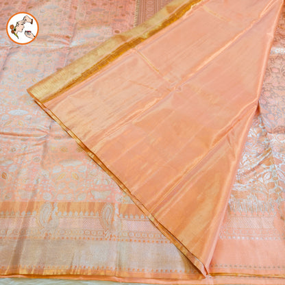 Peach colour Kanchipuram Tissue Silk Saree