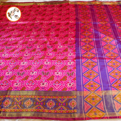 Pink Pochampally Silk Cotton Casual Saree
