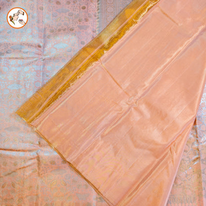 Peach colour Kanchipuram Tissue Silk Saree
