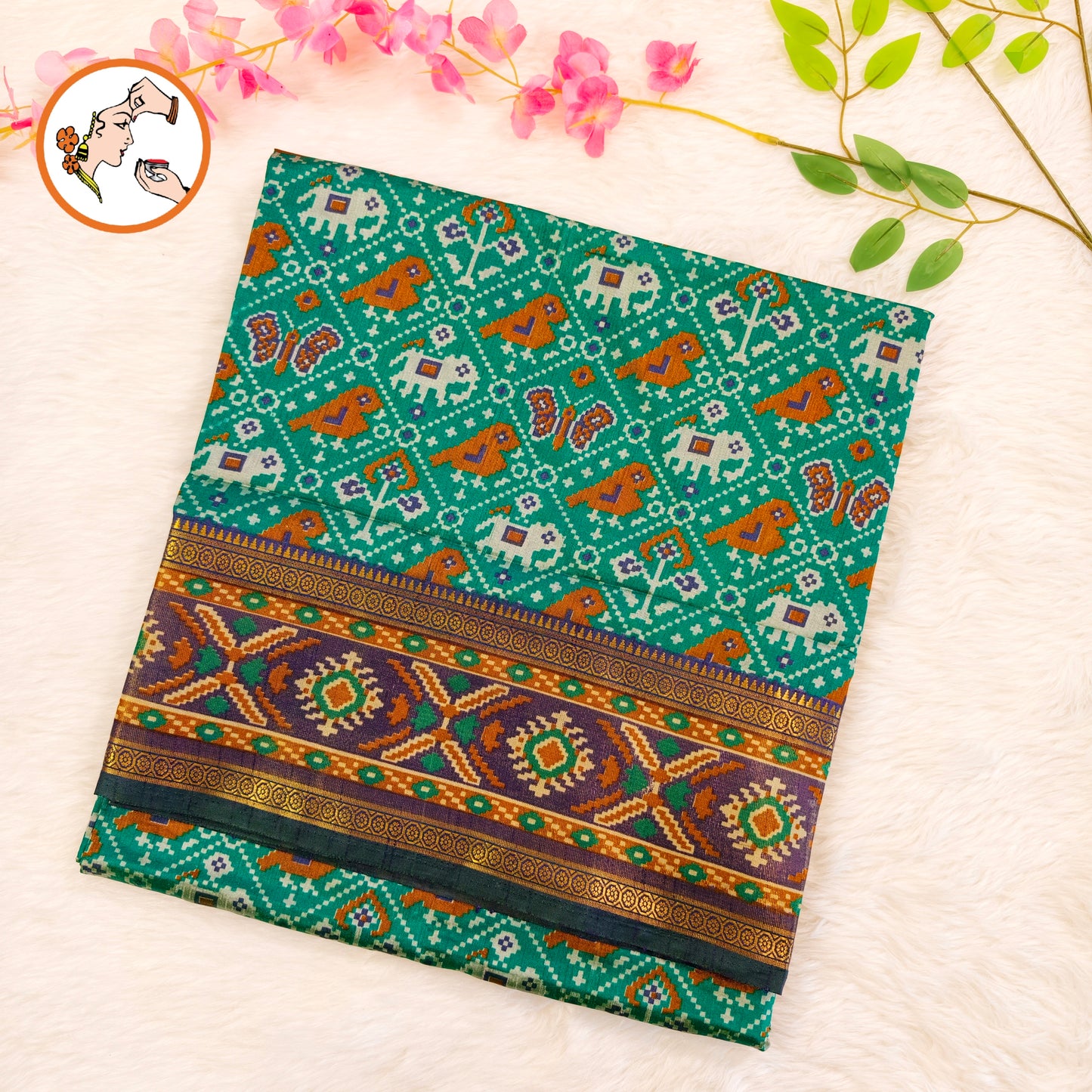 Peacock Green Pochampally Silk Cotton Casual Saree