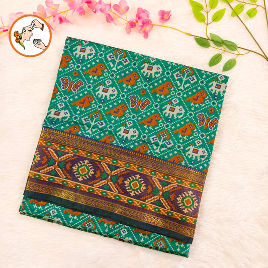 Peacock Green Pochampally Silk Cotton Casual Saree