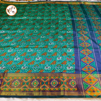 Peacock Green Pochampally Silk Cotton Casual Saree