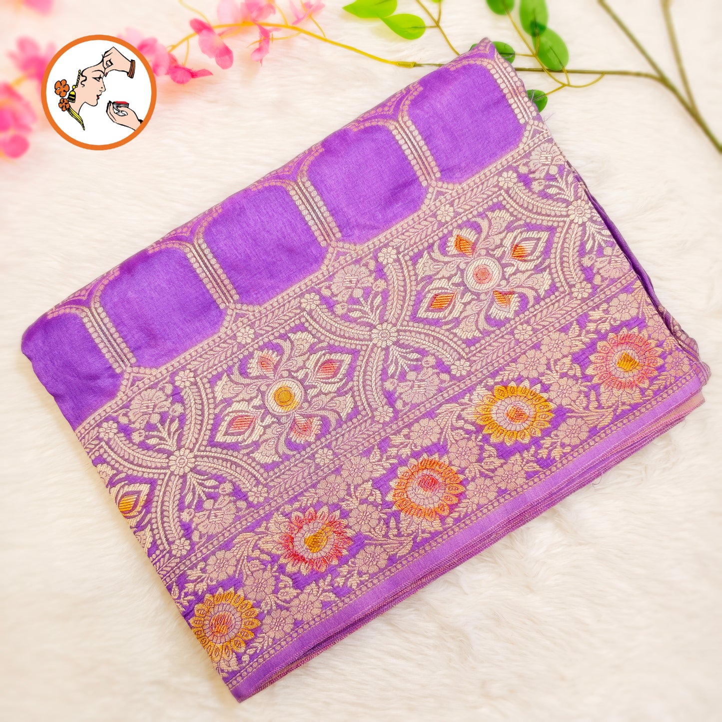 Lavender Rangkat Soft Banarsi Silk Partywear Saree(Light Weight)