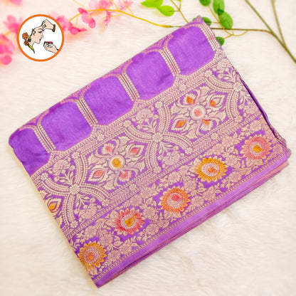 Lavender Rangkat Soft Banarsi Silk Partywear Saree(Light Weight)