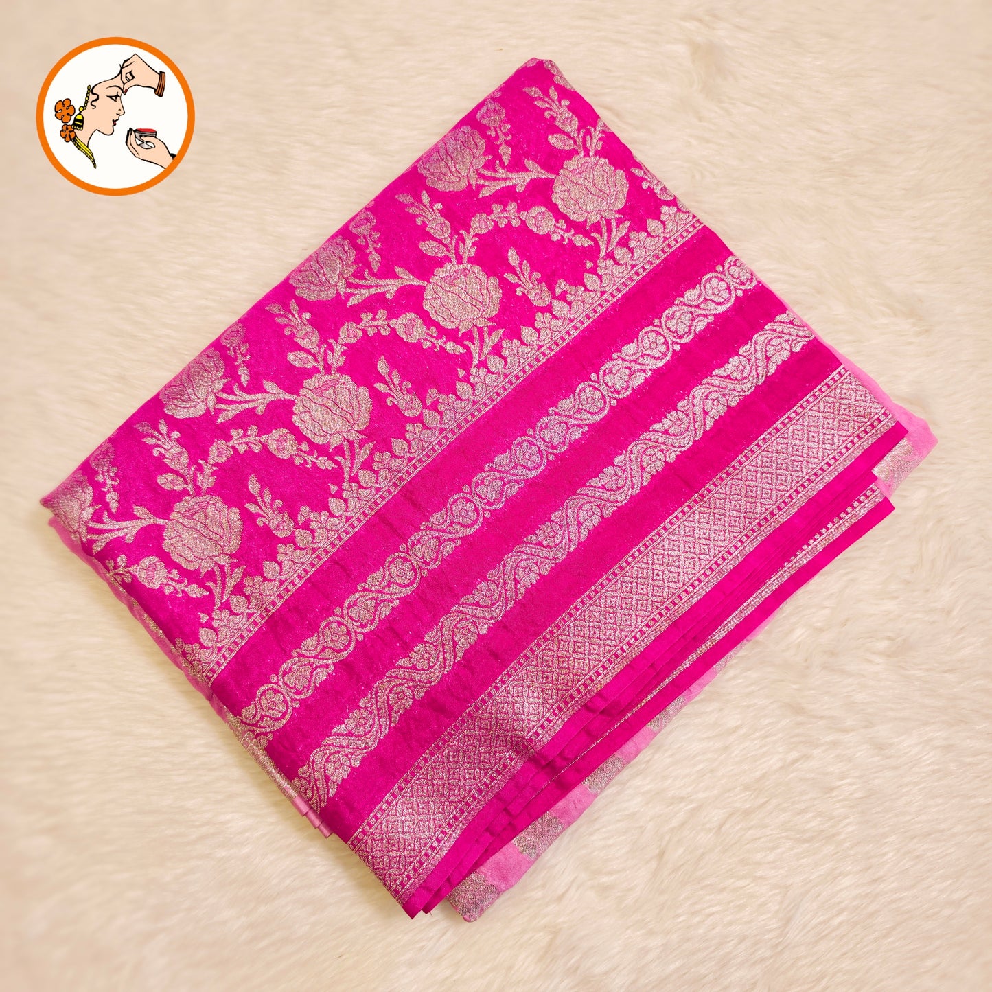 Pink ombre Pure Banarasi Silk Partywear Saree