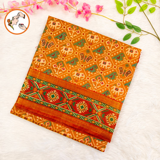 Mustard Yellow Pochampally Silk Cotton Casual Saree