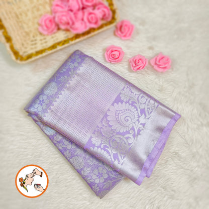 Lavender Silver zari Kanchipuram Tissue Silk Saree