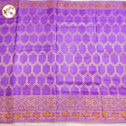 Lavender Rangkat Soft Banarsi Silk Partywear Saree(Light Weight)