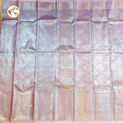 Lavender Silver zari Kanchipuram Tissue Silk Saree
