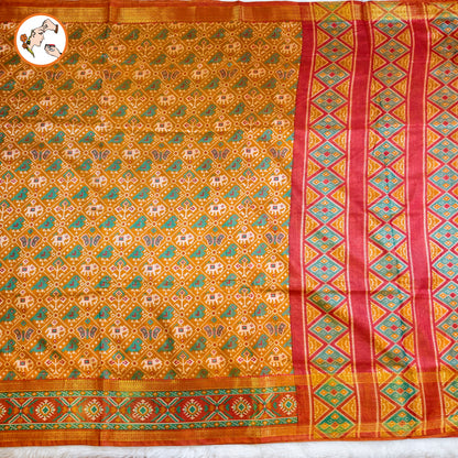 Mustard Yellow Pochampally Silk Cotton Casual Saree