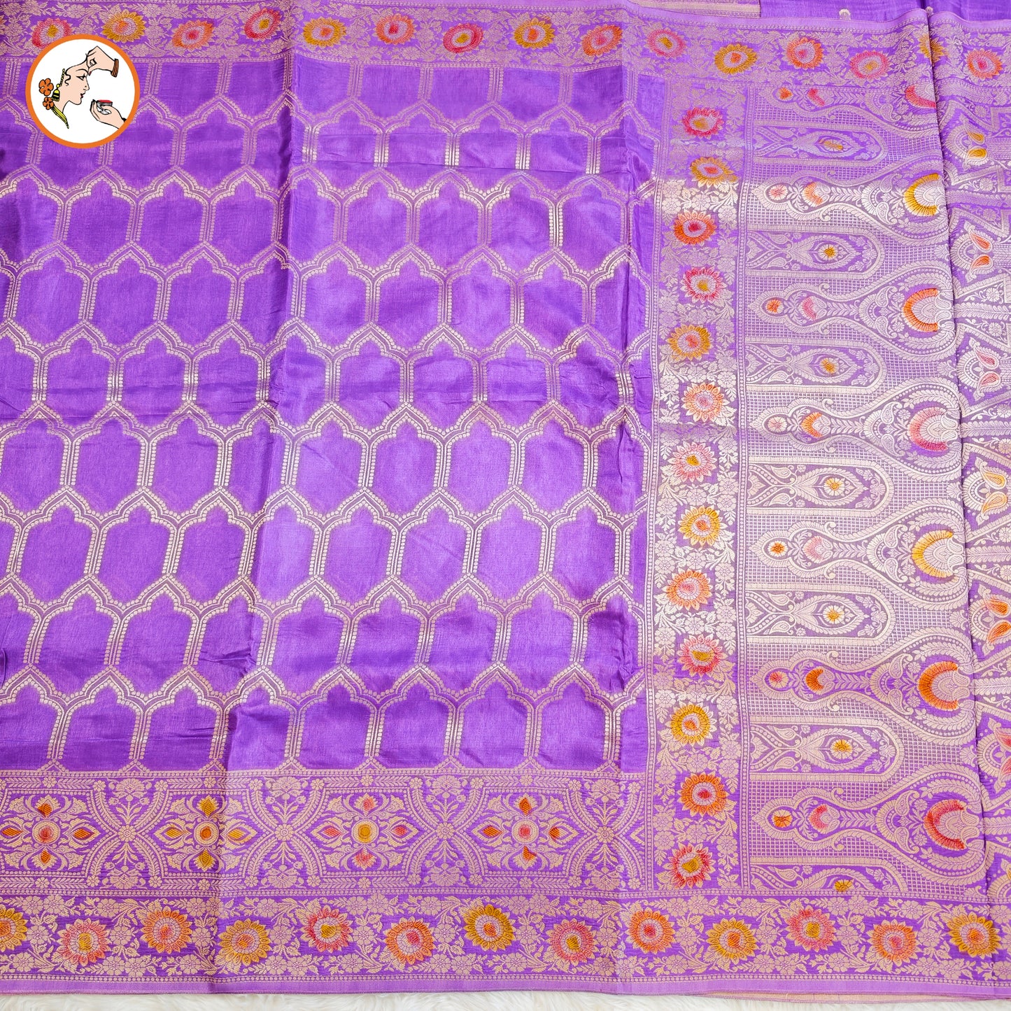 Lavender Rangkat Soft Banarsi Silk Partywear Saree(Light Weight)