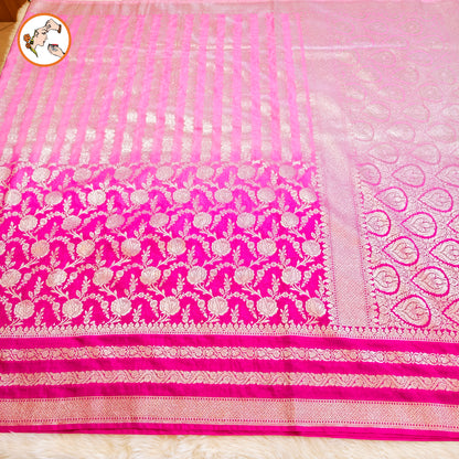 Pink ombre Pure Banarasi Silk Partywear Saree