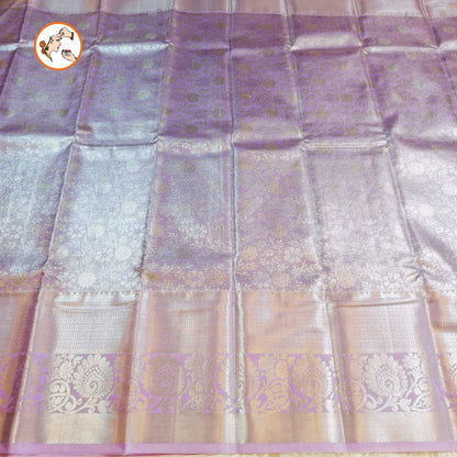 Lavender Silver zari Kanchipuram Tissue Silk Saree
